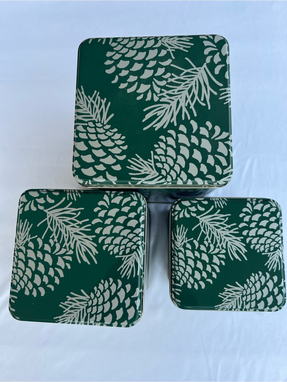 Life@Home Green Pinecone Metal Storage Tins Set of 3